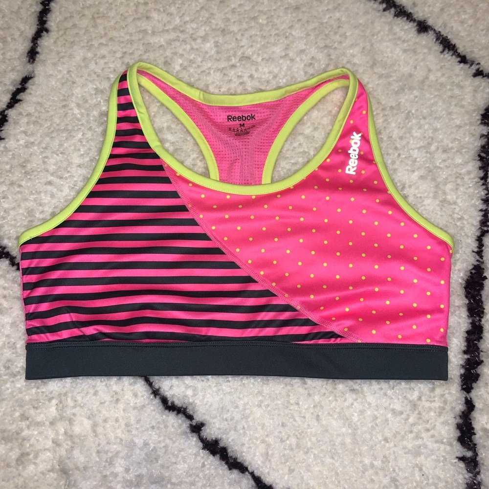 Reebok Neon Yellow and Hot Pink Sports Bra